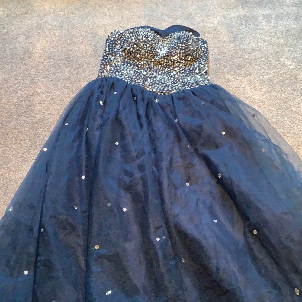 Blue strapless dress with vest 💙